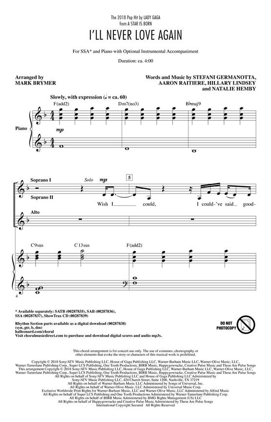 I'll Never Love Again : from A Star Is Born