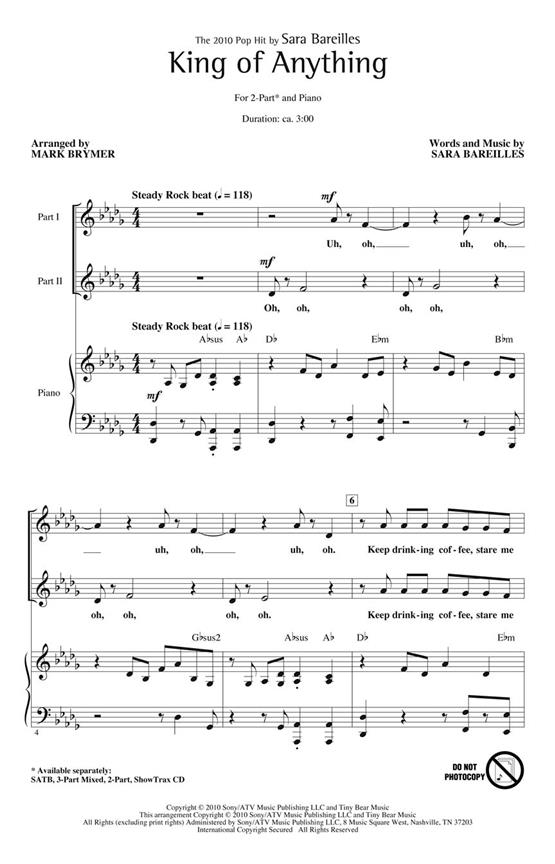Sara Bareilles: King Of Anything (Arr. Brymer) (2-Part)