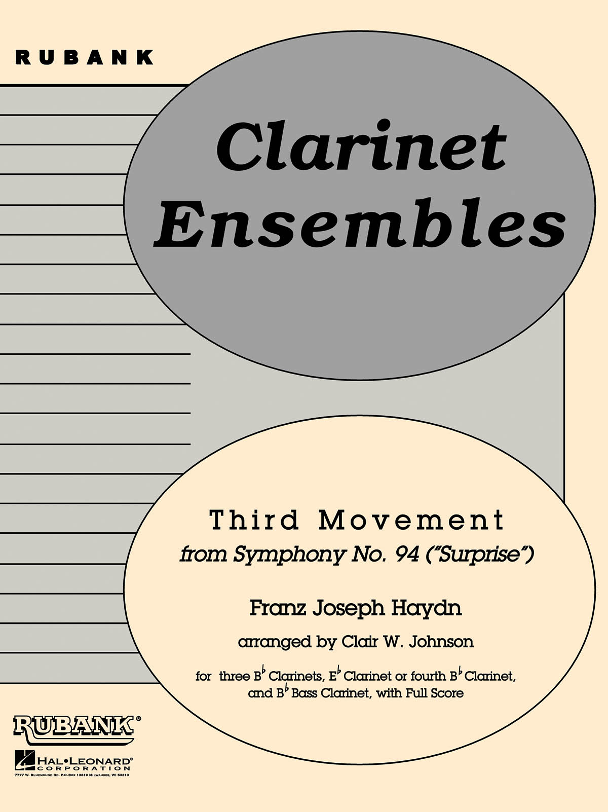 Third Movement from Symph 94 - Surprise : Clarinet Quintet or Choir - Grade 3