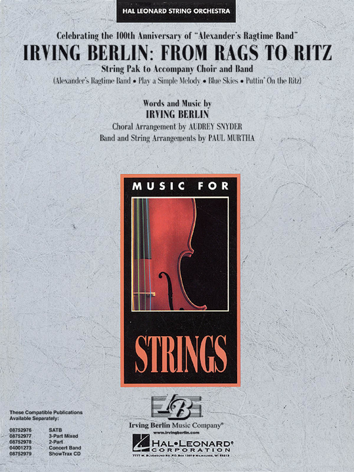 Irving Berlin: From Rags to Ritz : String Pak (to accompany band/choir version)