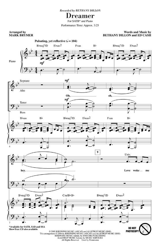 Bethany Dillon: Dreamer (Arr. Brymer) (ShowTrax CD)