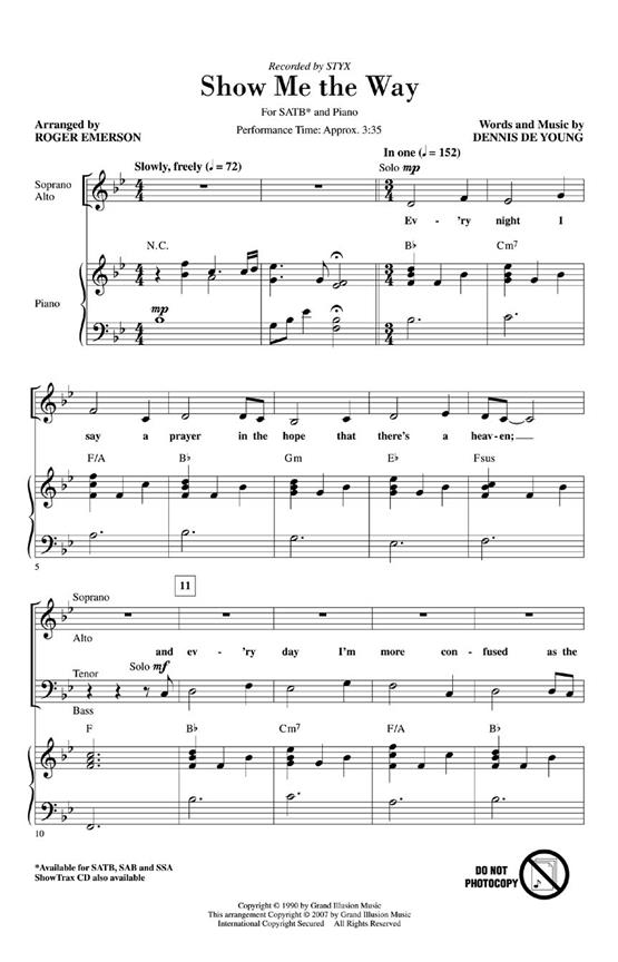 Dennis DeYoung: Show Me The Way (Arr. Roger Emerson)