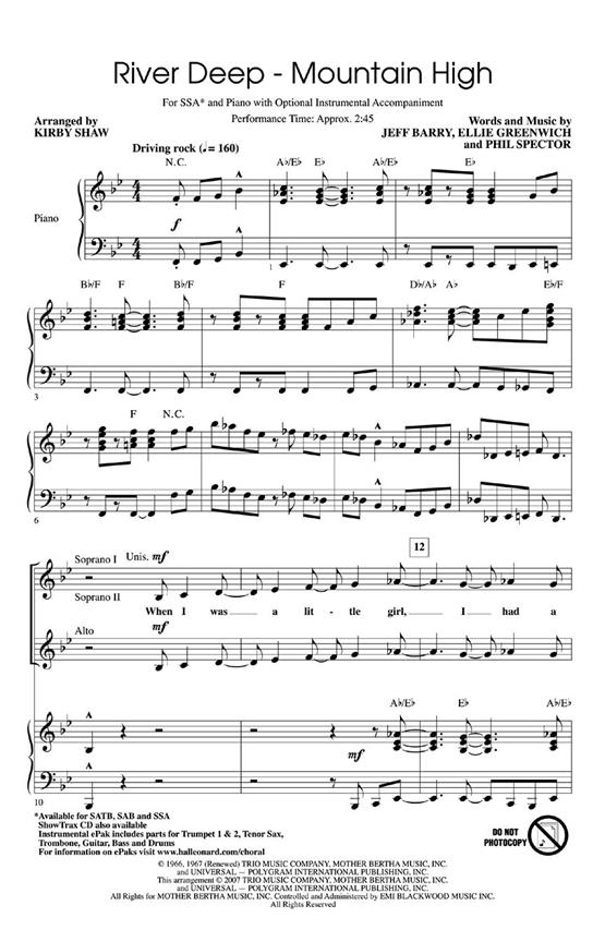 Tina Turner: River Deep - Mountain High (arr. Kirby Shaw SSA)