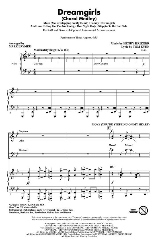 Henry Krieger: Dreamgirls (Arr. Brymer) (SAB)