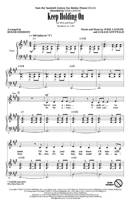 Keep Holding On : from the Twentieth Century Fox Motion Picture ERAGON Recorded by AVRIL LAVIGNE