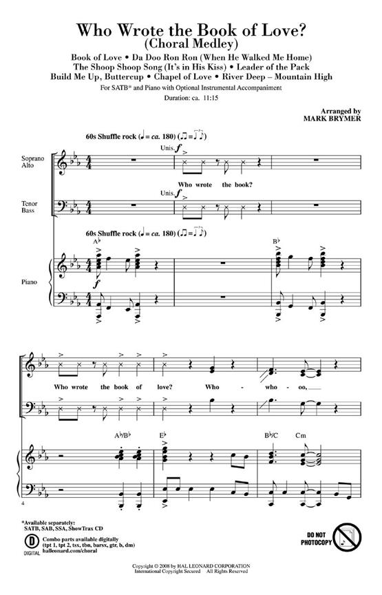 Who Wrote Book Of Love (Arr. Brymer) (ShowTrax CD)