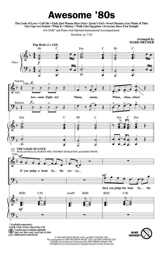 Awesome 80s Medley (Arr. Brymer) (SAB)