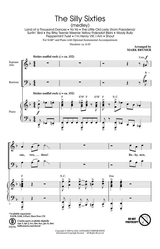 Silly Sixties Medley (Arr. Brymer) (SAB)