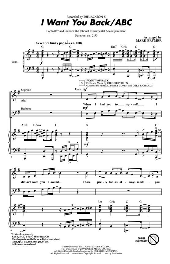 Michael Jackson: I Want You Back/ABC (Arr. Brymer) (SAB)