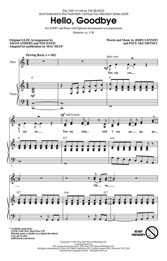 Hello, Goodbye : featured in Glee