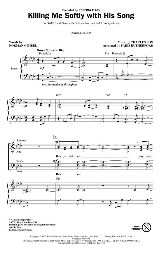 Killing me Softly with his song - CD : Jazz Chorals