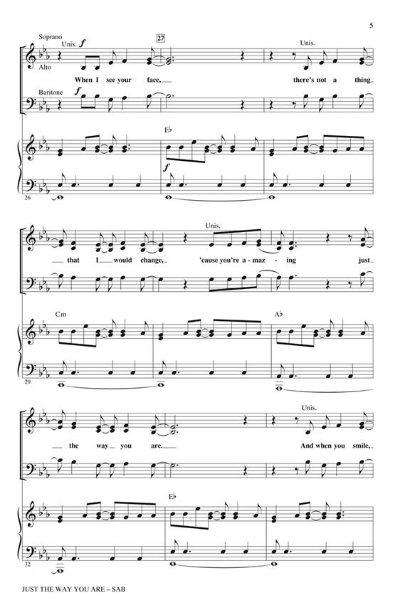 Bruno Mars: Just The Way You Are (SAB)