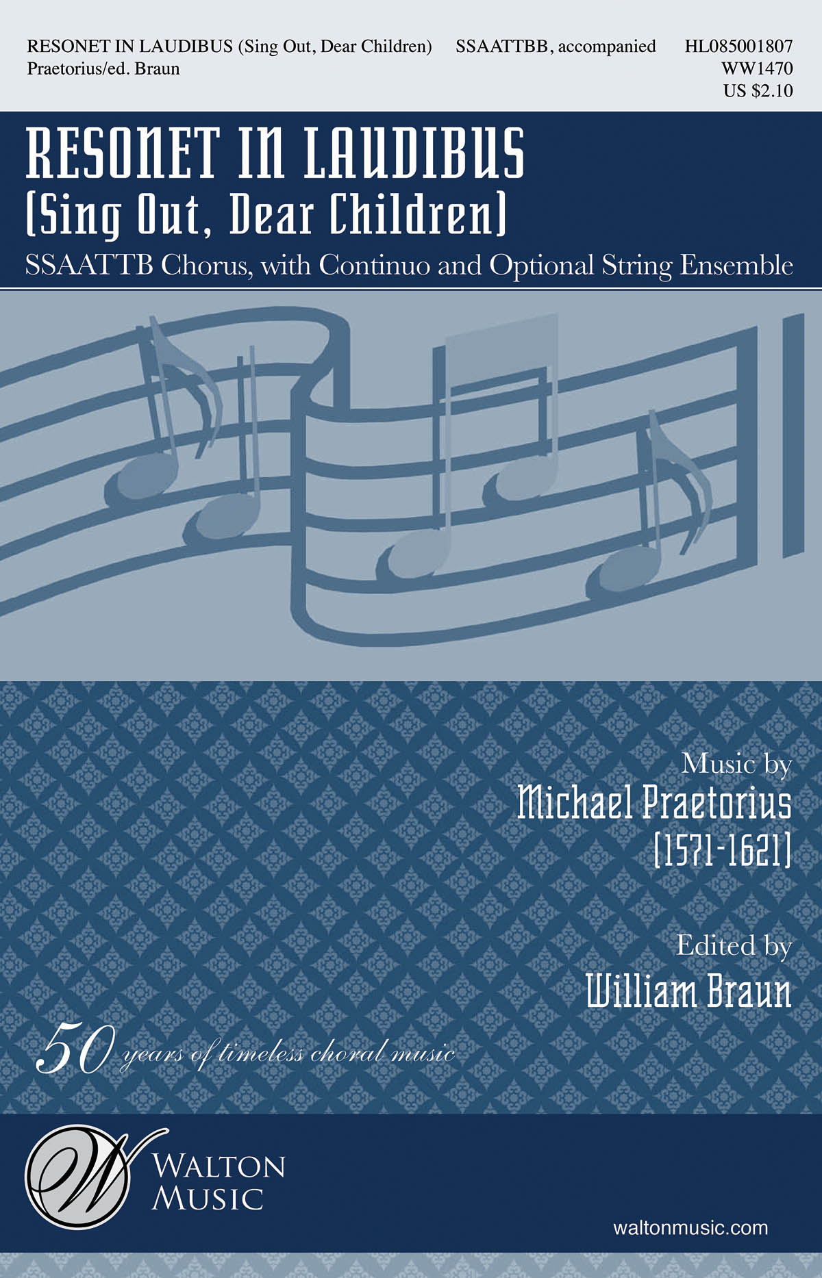 PRAETORIUS MICHAEL RESONET IN LAUDIBUS (ED BRAUN WILLIAM) SSAATTB CHOR