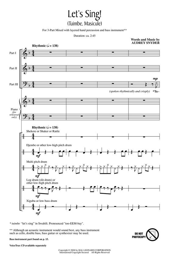 Let's Sing (Tuimbe, Masicule)