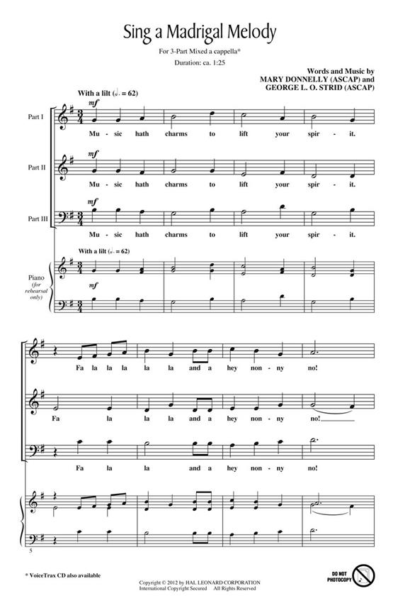 Sing a Madrigal Melody : Discovery Level 1