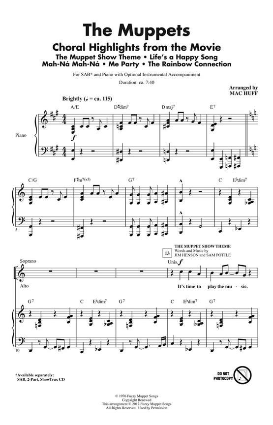 The Muppets : Choral Highlights from the Movie