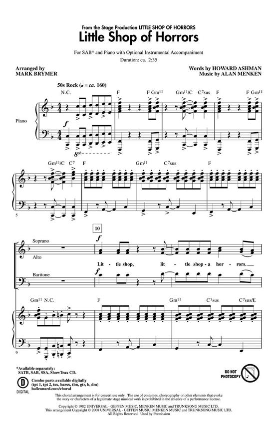 Alan Menken: Little Shop Of Horrors (Arr. Brymer) (SAB)