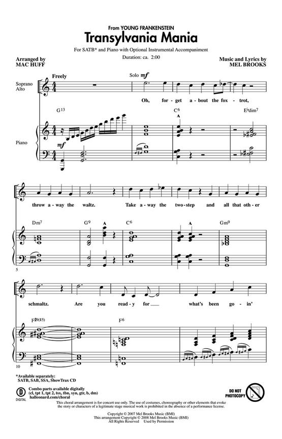 Transylvania Mania from Young Frankenstein