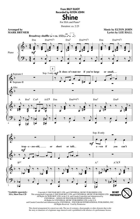 Elton John: Shine (Arr. Brymer) (ShowTrax CD)