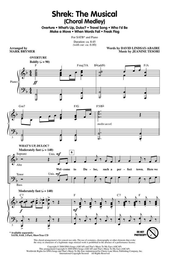 Shrek: The Musical (Choral Medley) (ShowTrax CD)