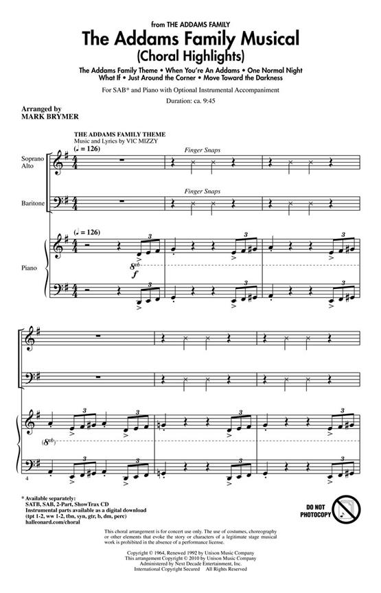 The Addams Family Musical (Arr. Brymer) (SAB)