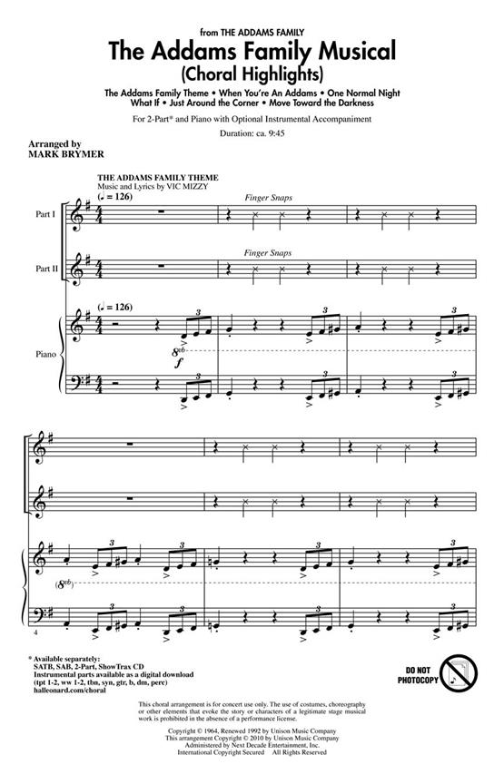 The Addams Family Musical (Arr. Brymer) (SA)