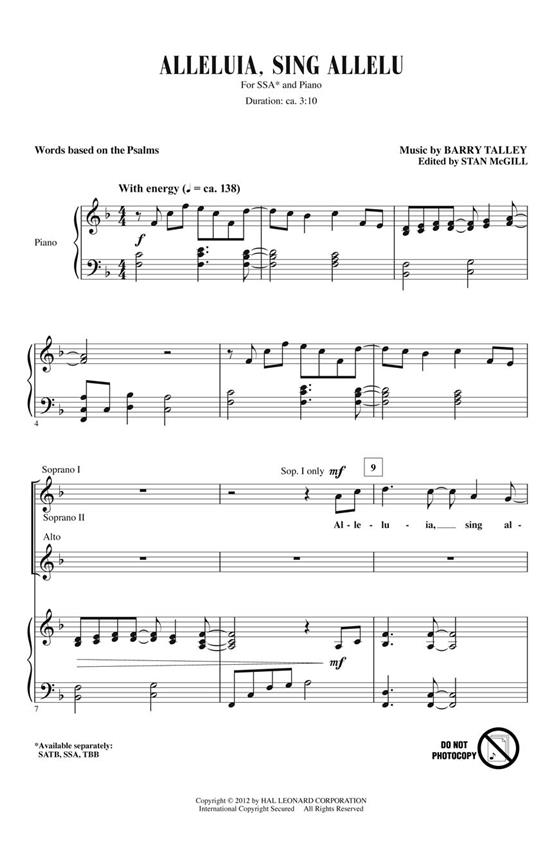 Alleluia, Sing Allelu : Stan McGill Choral Series