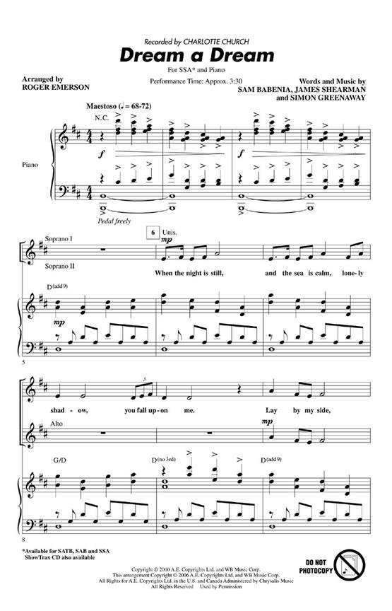 Charlotte Church: Dream a Dream (SSA)