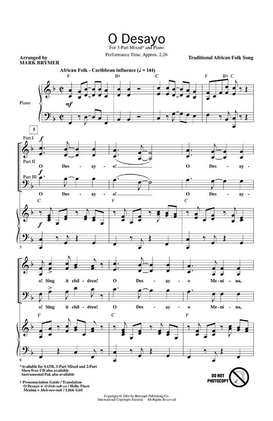 O Desayo (Arr. Brymer) (3-Part)