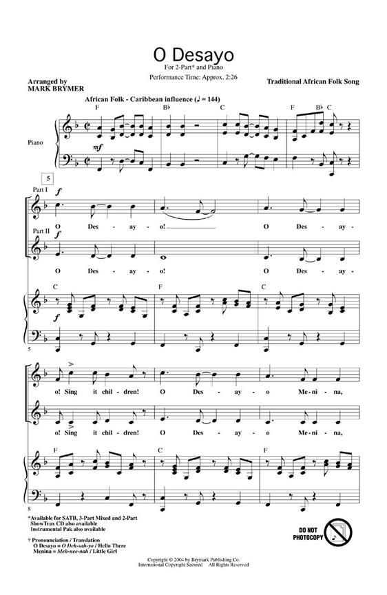 O Desayo (Arr. Brymer) (2-Part)