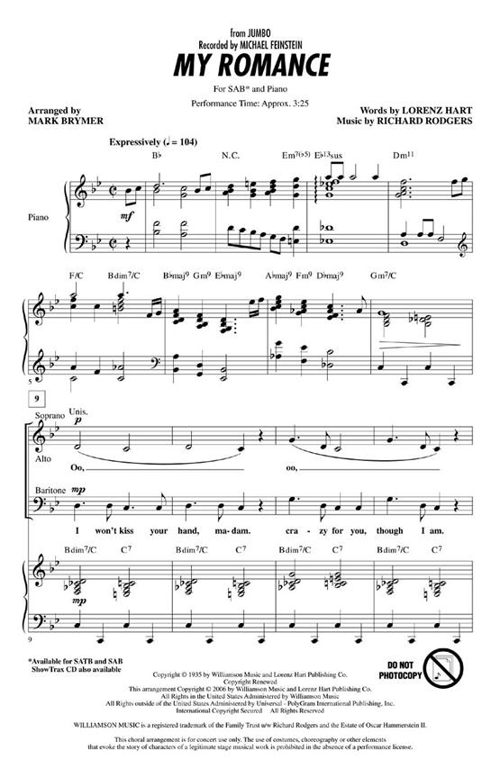 Richard Rodgers: My Romance (Arr. Brymer) (SAB)