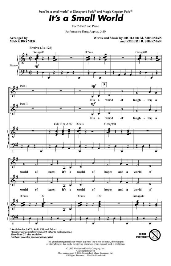 Its A Small World (Brymer) 2pt Chor