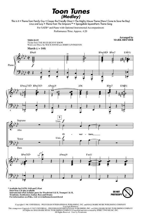 Toon Tunes (Arr. Brymer) (ShowTrax CD)