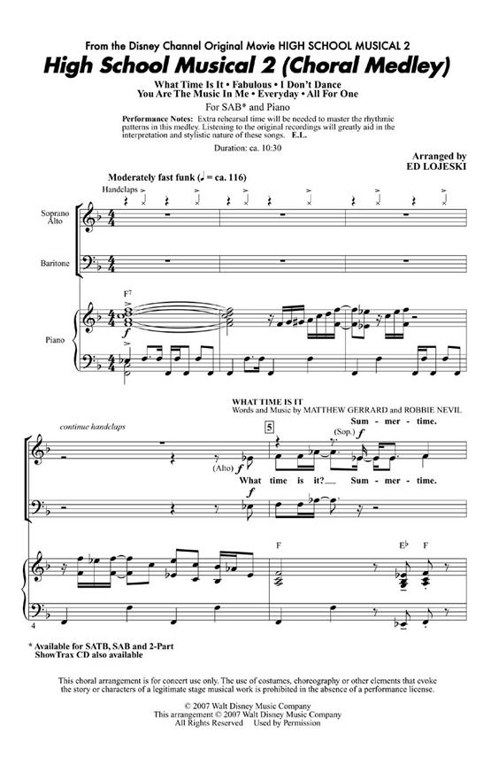 High School Musical 2 - Choral Medley (SAB)