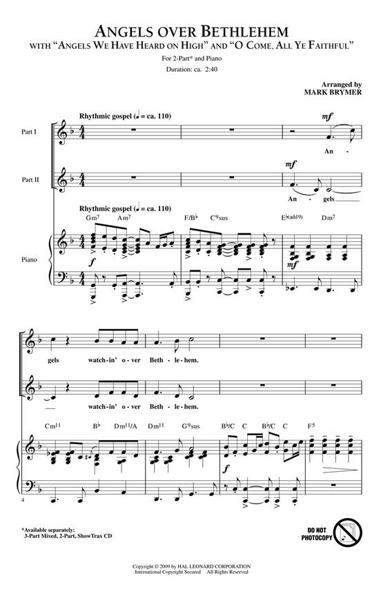Angels Over Bethlehem (Arr. Brymer) (2-Part)