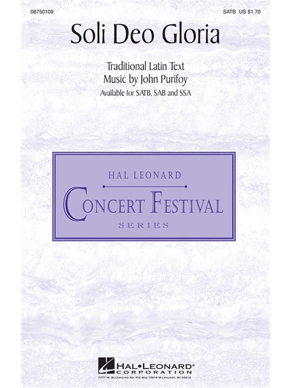 PURIFOY JOHN SOLI DEO GLORIA SATB CHOR