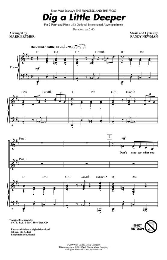 RANDY NEWMAN DIG A LITTLE DEEPER PRINCESS & THE FROG (MARK BRYMER) 2PT