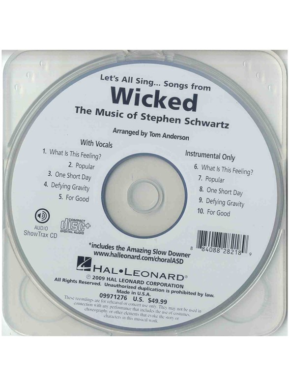 Let's All Sing Songs from Wicked: Collection for Young Voices (Showtrax CD)