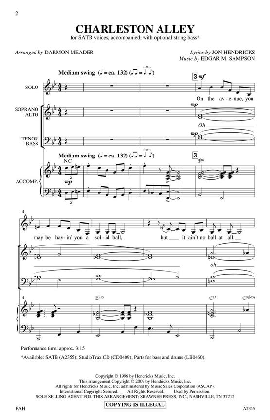 EDGAR SAMPSON & JON HENDRICKS CHARLESTON ALLEY (ARR MEADER) SATB SC/PT