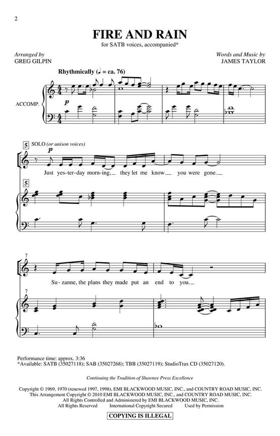 James Taylor: Fire And Rain (Arr. Gilpin) (ShowTrax CD)
