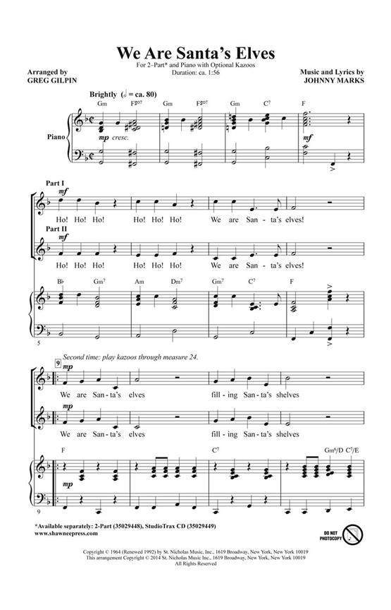 We Are Santa's Elves (Arr. Gilpin) (StudioTrax CD)