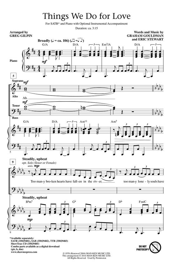 Things We Do For Love (Arr. Gilpin) (StudioTrax CD)