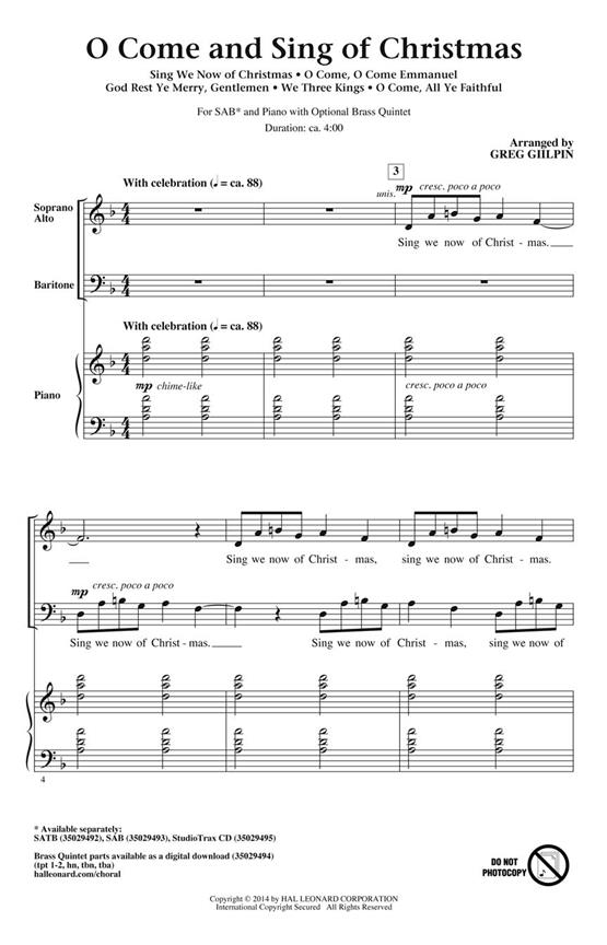O Come And Sing Of Christmas (Arr. Gilpin) (SAB)