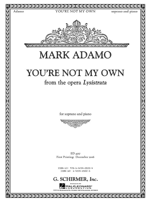 Mark Adamo: You'Re Not My Own (From Lysistrata)