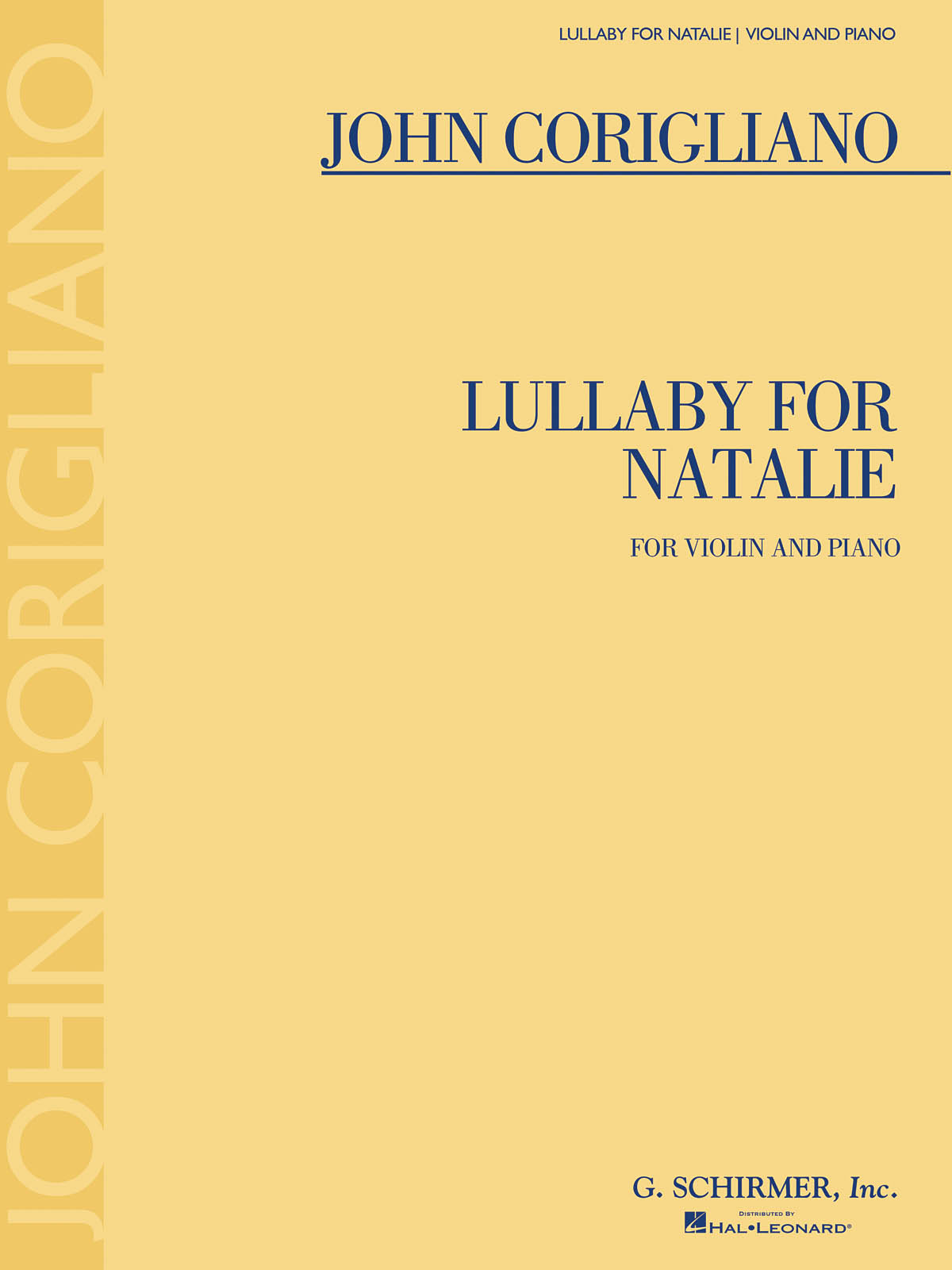 John Corigliano: Lullaby For Natalie - Solo Violin And Piano