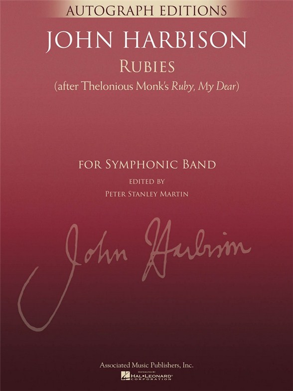 Harbison John Rubies (After Thelonious Monk Ruby My Dear) Full Score