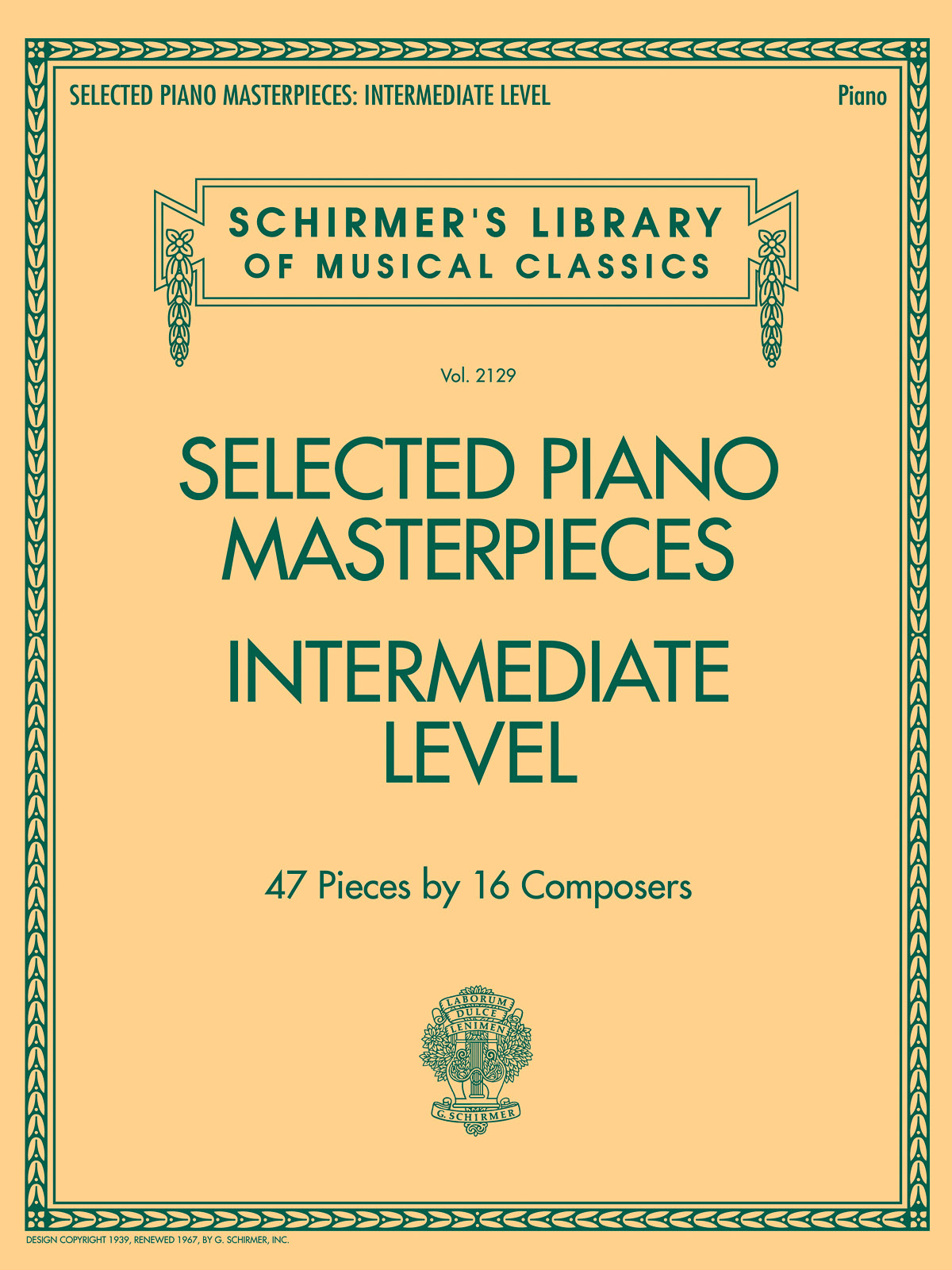 Selected Piano Masterpieces - Intermediate Level (Piano Book)