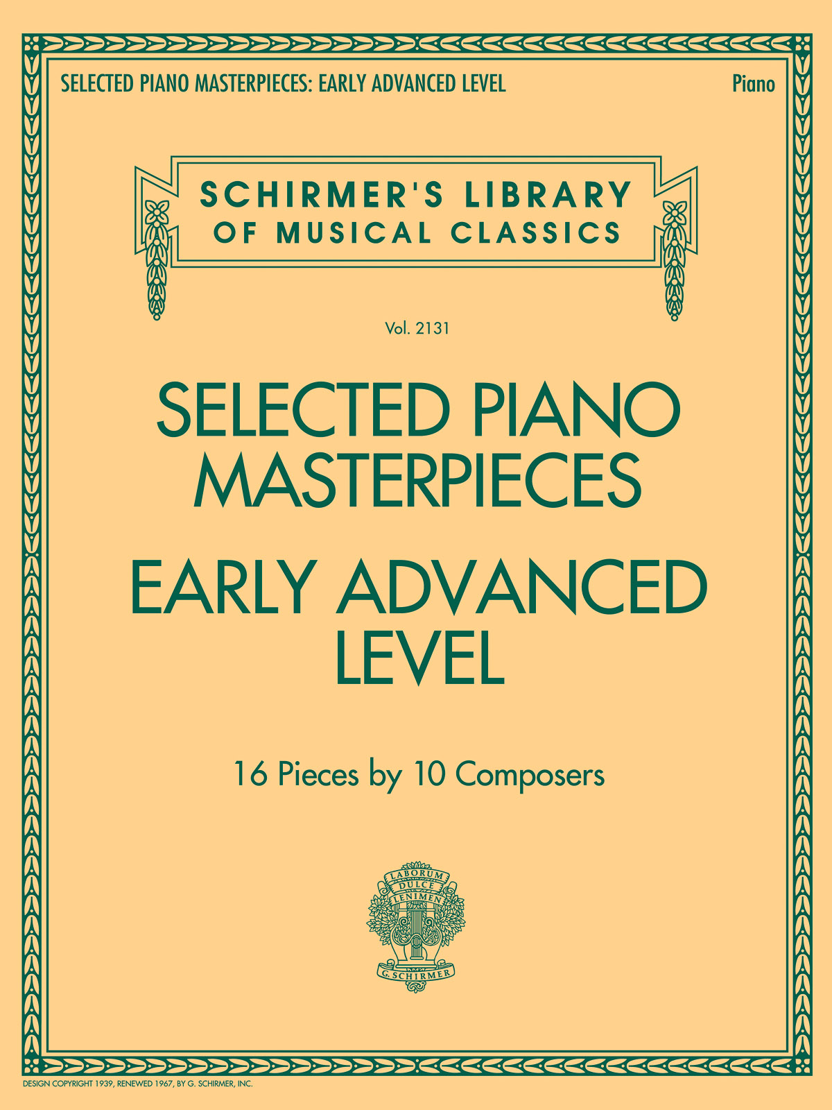 Selected Piano Masterpieces - Early Advanced Level (Piano Book)