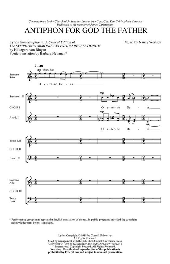 Antiphon for God the Father : Dale Warland Choral Series