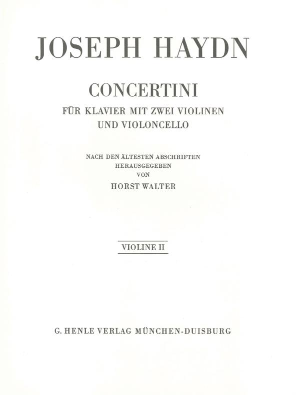 Franz Joseph Haydn: Concertini for Piano (Harpsichord) with two Violins and Violoncello